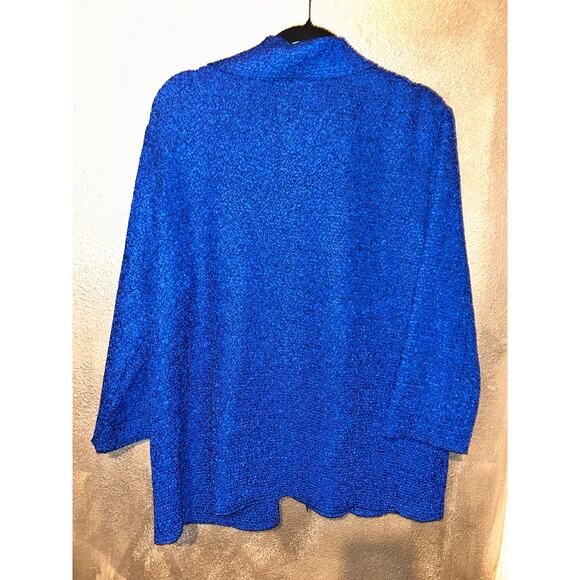 Chico’s Travers Office Business Casual Blue Crinkled Textured Long Sleeve Jacket - Picture 5 of 6